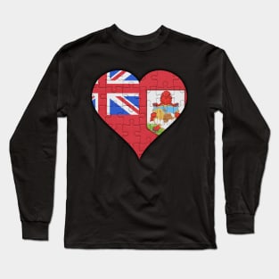 Bermudian Jigsaw Puzzle Heart Design - Gift for Bermudian With Bermuda Roots Long Sleeve T-Shirt